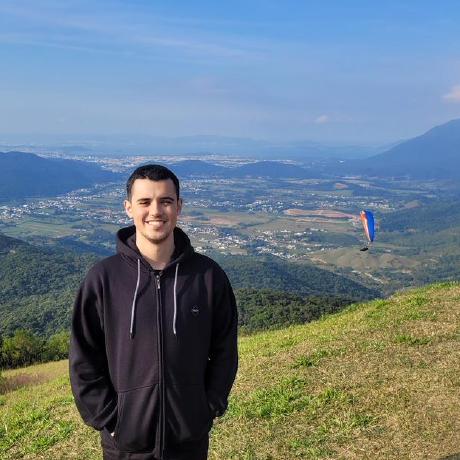 Gabriel Rech Brand standing on a grassy hilltop above a valley